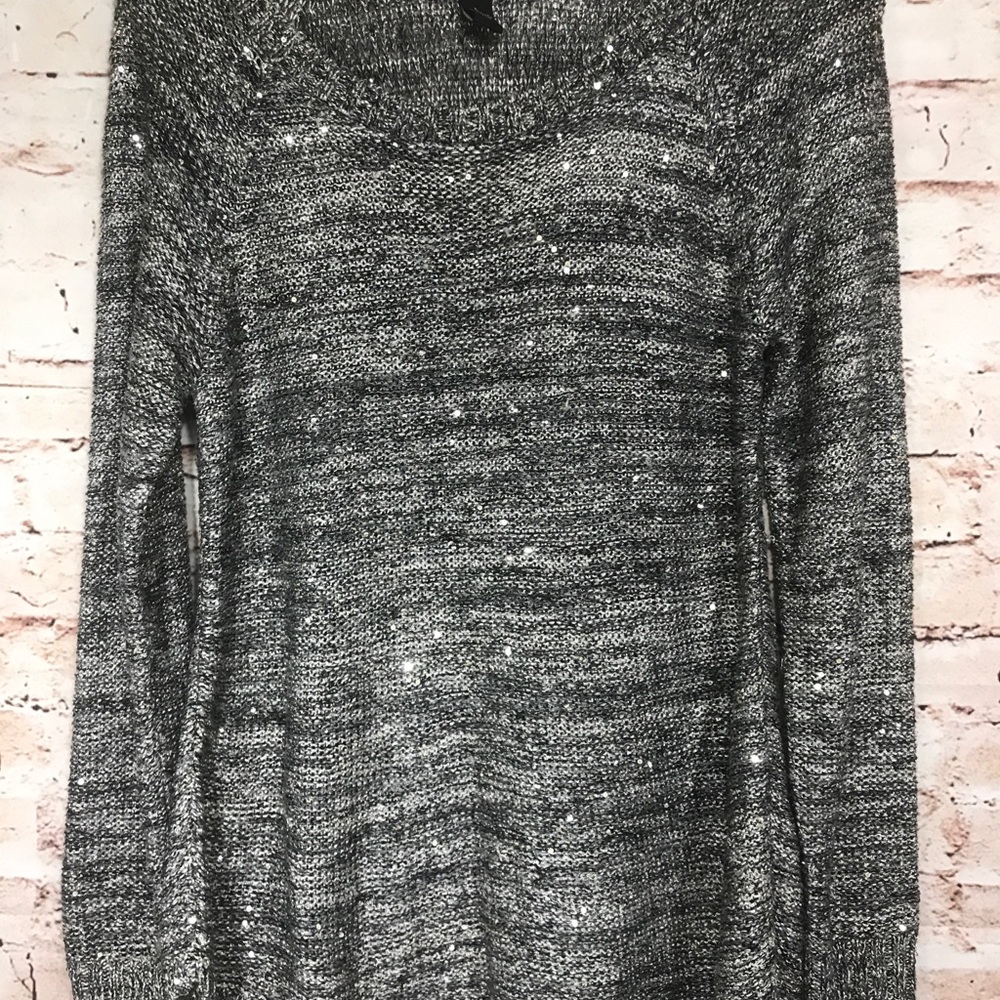 I.N.C Gray/ Silver Sequined Sweater Size L